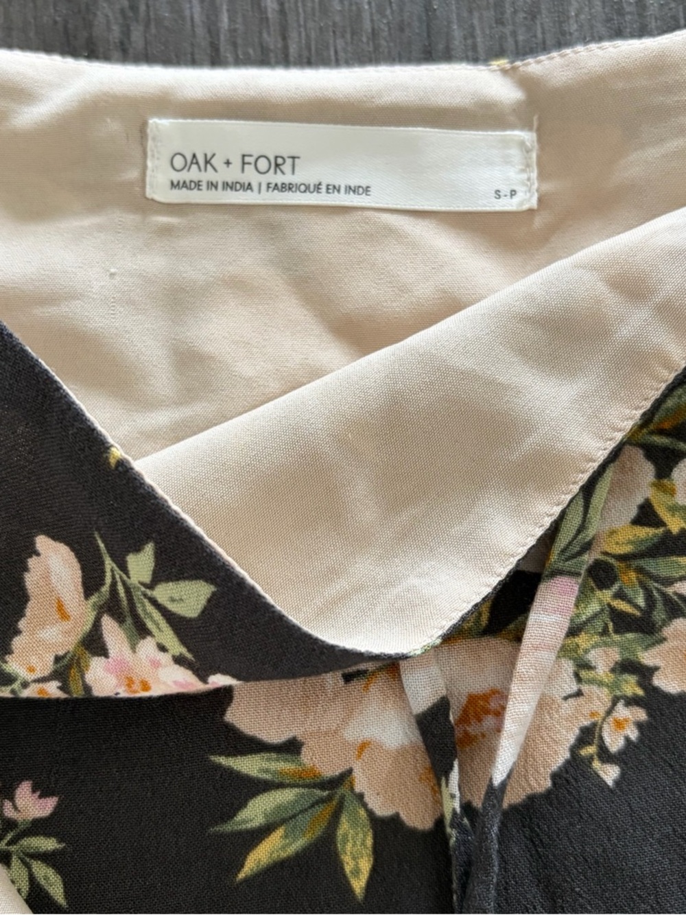 NWOT OAK + FORT Wrap Mini Skirt in Black Floral - Picture 3 of 4